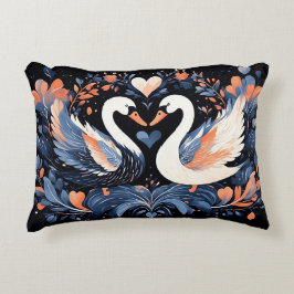 Cojín Decorativo Cisnes elegantes con patrones florales ornamentado