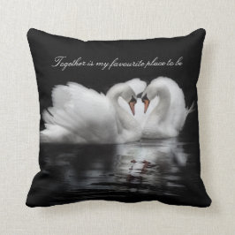 Cojín Decorativo cisnes en el amortiguador blanco y negro de la