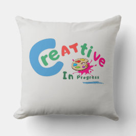 Cojín Decorativo Cita artística colorida Creativa en Progreso