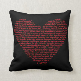 Cojín Decorativo Cita bíblica 1 Corinthians 13 Love Heart Word Art