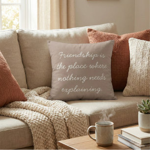 Cojín Decorativo Cita de amistad Boho letra manuscrita taupe