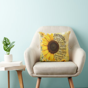 Cojín Decorativo Cita de amistad de girasol