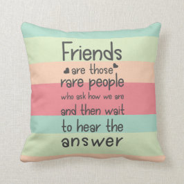 Cojín Decorativo Cita de amistad franjas Pastel Amigos raras 