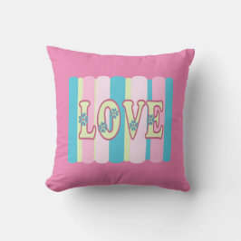 Cojín Decorativo Cita De Amor Cuidadosa Pastel Rosa Azul Amarillo F