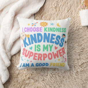 Cojín Decorativo Cita de Ánimo de Pequeños Corazones Amables