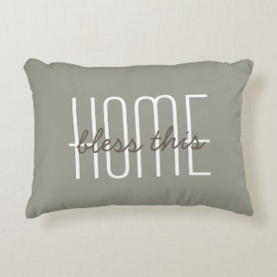 Cojín Decorativo Cita de Bendice este Hogar Decorativa Verde Oliva