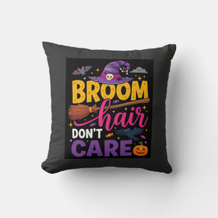 Cojín Decorativo Cita de Bruja No Me Importa el Pelo de Escoba de H