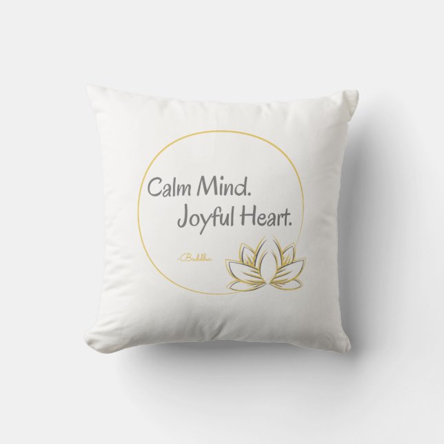 Cojín Decorativo Cita de Buda Inspiradora Gold Lotus - Tira blanca (Anverso)