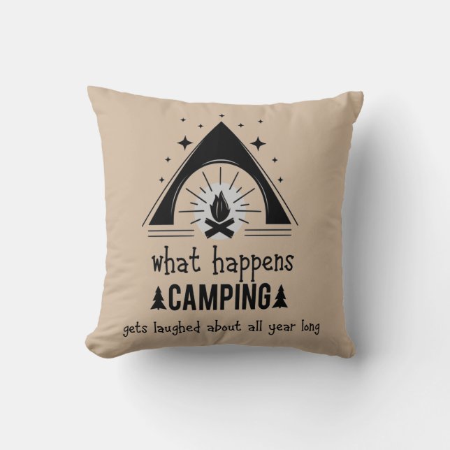 Cojín Decorativo Cita de Camping Divertido (Anverso)