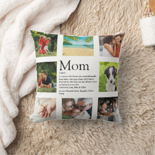 Cojín Decorativo Cita de definición de mamá Foto Collage Día de las