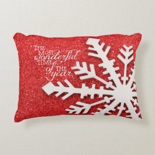 Cojín Decorativo Cita De Esparkles Rojos Con Navidades