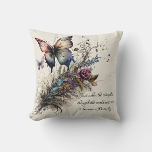 Cojín Decorativo Cita de estímulo Inspirador de mariposa