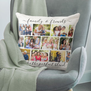 Cojín Decorativo Cita de familiares y amigos 12 Collage de fotos