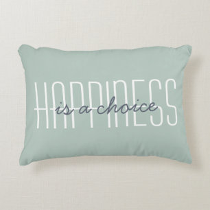 Cojín Decorativo Cita de felicidad linda tipografía moderna verde a