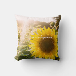 Cojín Decorativo Cita de girasol "las flores son felicidad"