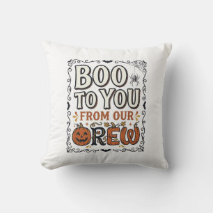 Cojín Decorativo Cita de Halloween Boo to You From Our Crew Vintage