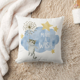 Cojín Decorativo Cita de Haz Un Deseo Gato Estrella Nube Guardería