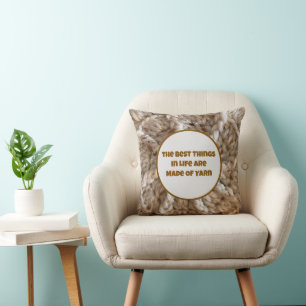 Cojín Decorativo Cita de hilo beige Diseño de ganchillo BOHO Arte t