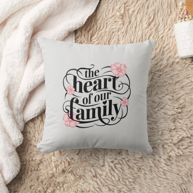 Cojín Decorativo Cita de la familia Pastel Gray Heartfelt (Manta)