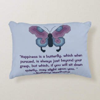 Cojín Decorativo Cita de la felicidad de la mariposa de Nathaniel