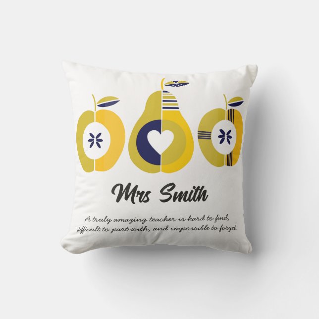 Cojín Decorativo Cita de manzanas para profesores (Anverso)