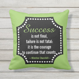 Cojín Decorativo Cita de motivación del éxito de Winston Churchill