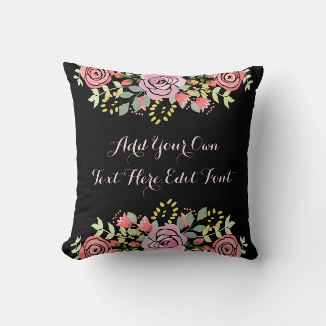 Cojín Decorativo Cita de motivación floral personalizada (Anverso)