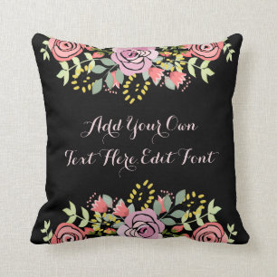 Cojín Decorativo Cita de motivación floral personalizada