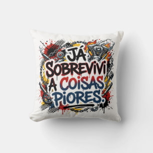 Cojín Decorativo Cita de motociclista portugués – grafiti