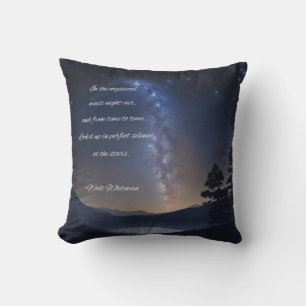 Cojín Decorativo Cita de poesía nocturna estrellada con texto de Wa