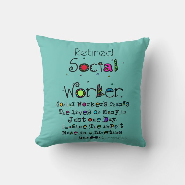 Cojín Decorativo Cita de trabajador social jubilado   (Anverso)