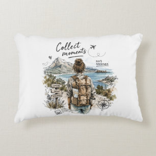 Cojín Decorativo Cita de viaje: Colecciona Momentos No Cosas
