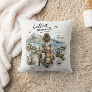 Cojín Decorativo Cita de viaje: Colecciona Momentos No Cosas