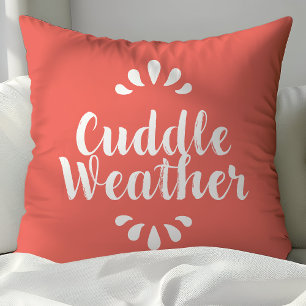 Cojín Decorativo Cita del Clima de Cariño Coral