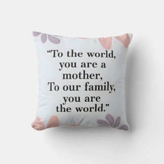 Cojín Decorativo Cita del día de la madre moderna y floral pastel