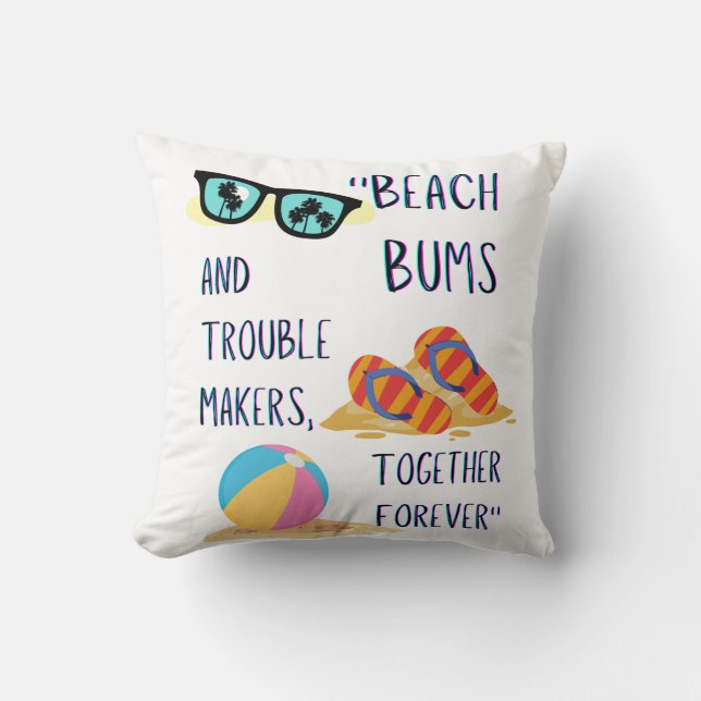 Cojín Decorativo cita del día de la playa (Anverso)