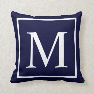 Cojín Decorativo Cita del monograma del personalizar en azules