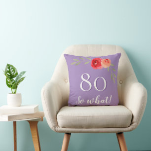 Cojín Decorativo Cita divertida acuarela Red Rose 80 cumpleaños