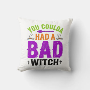 Cojín Decorativo Cita divertida de bruja mala de Halloween Diseño d