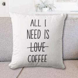 Cojín Decorativo Cita Divertida de Café Simple Minimalista