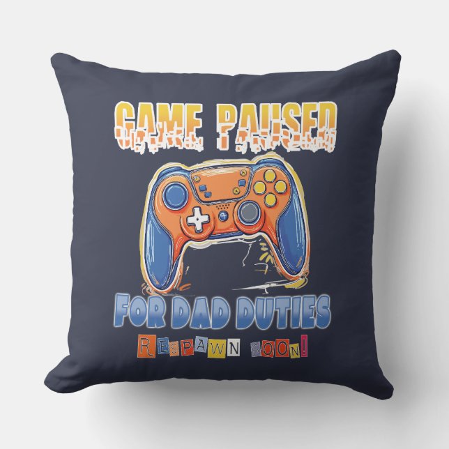 Cojín Decorativo Cita divertida de Dad Video Gamer (Anverso)