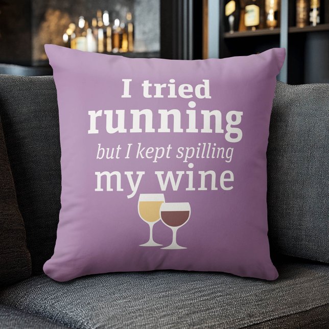 Cojín Decorativo Cita divertida de vino - traté de correr - siguió  (Funny Pillow)