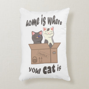 Cojín Decorativo Cita divertida Home es donde está tu gato