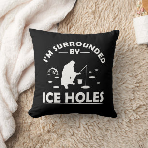 Cojín Decorativo Cita divertida sobre la pesca en el hielo