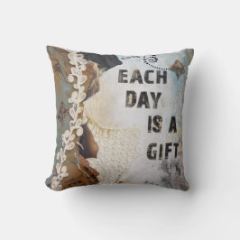 Cojín Decorativo Cita El Arte De Medios Mixtos Cada Día Es Un Regal