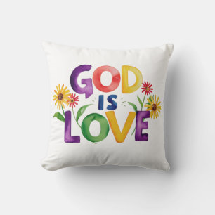 Cojín Decorativo Cita espiritual de la Biblia Dios es amor Flor col