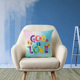 Cojín Decorativo Cita espiritual de la Biblia Dios es amor Flor col