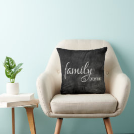 Cojín Decorativo Cita familiar sobre cuero negro