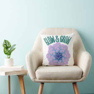 Cojín Decorativo Cita Floral Estética de Brillo y Crecimiento Perso