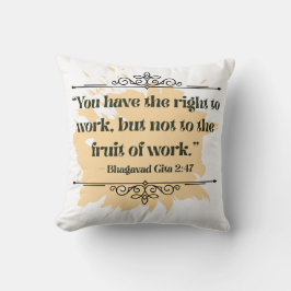 Cojín Decorativo Cita inspirada del Naranja Minimalista Bhagavad Gi